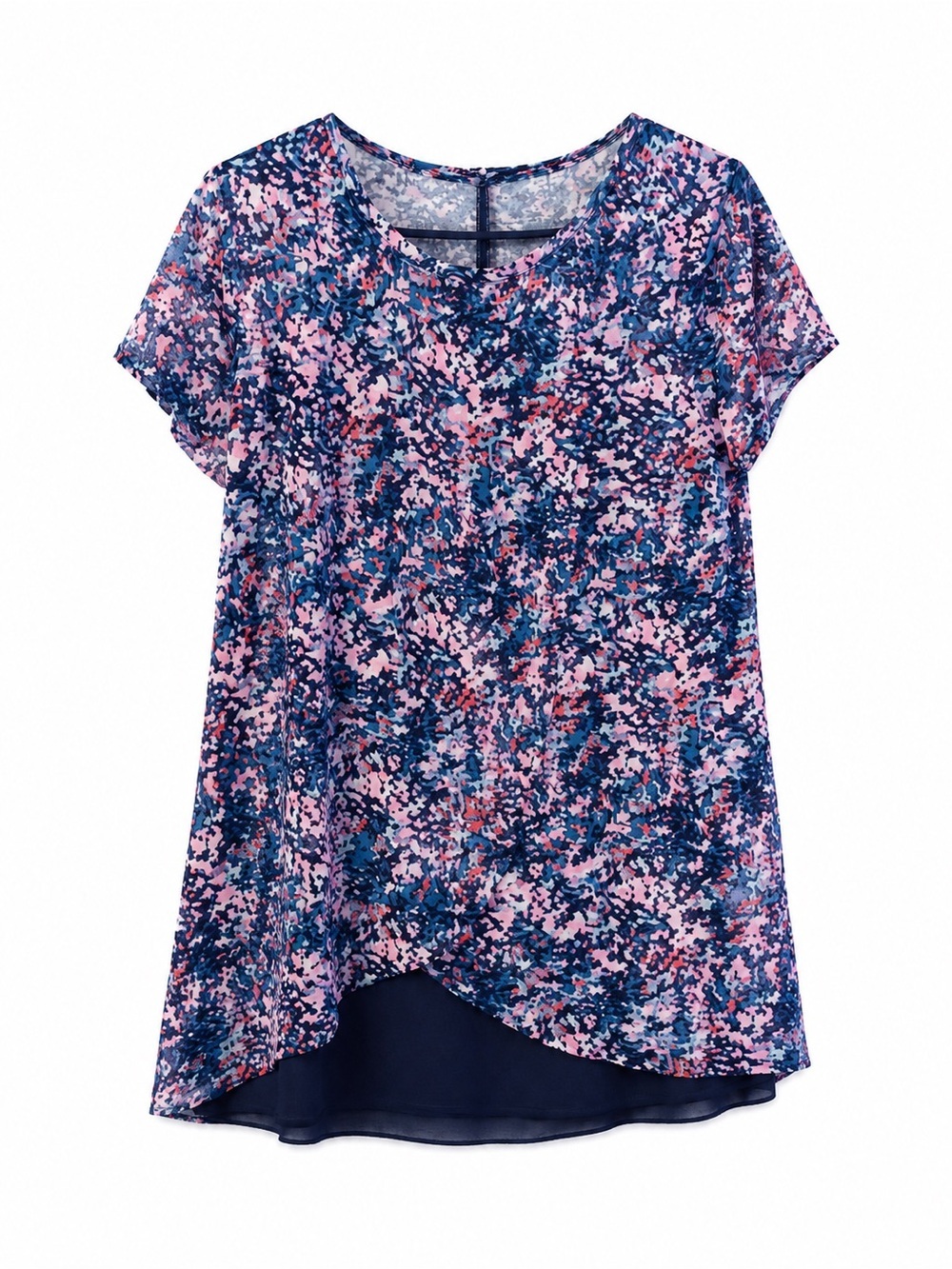 NWT Motherhood Maternity Nursing Top Medium Pink Blue Floral High-Low Hem
